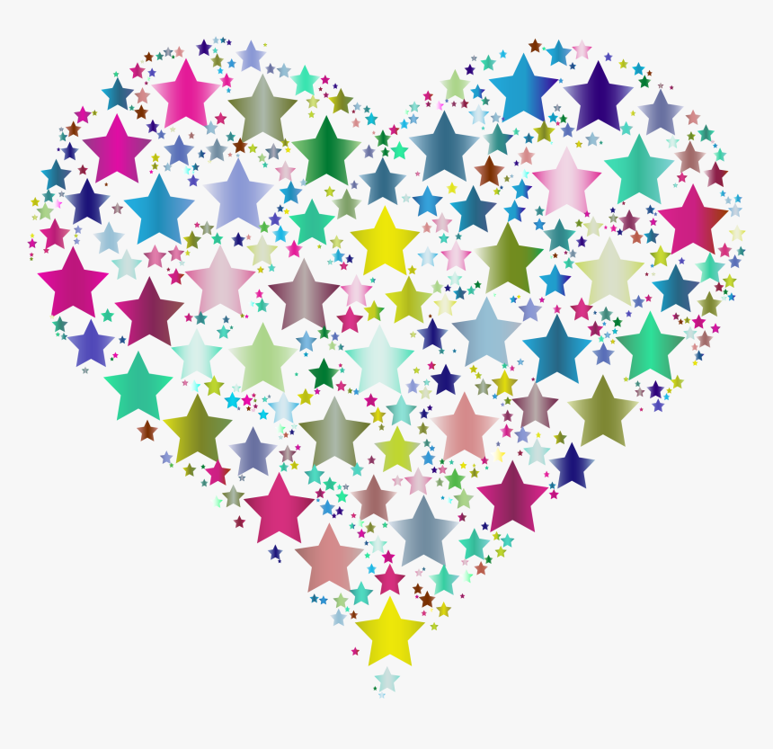 Colorful Heart And Star, HD Png Download