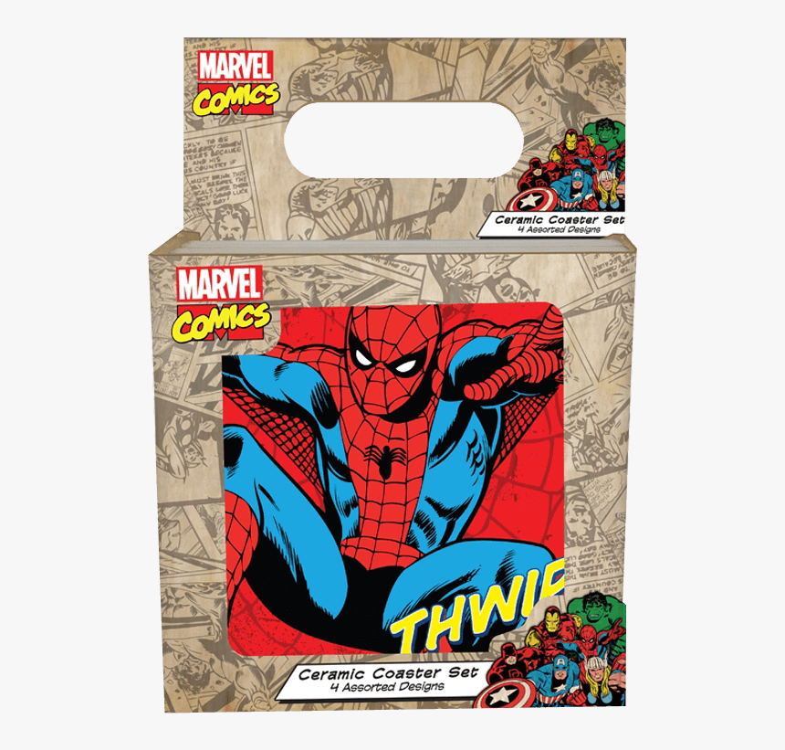Marvel Comics 4 Piece Ceramic Coaster Set - Spider-man, HD Png Download