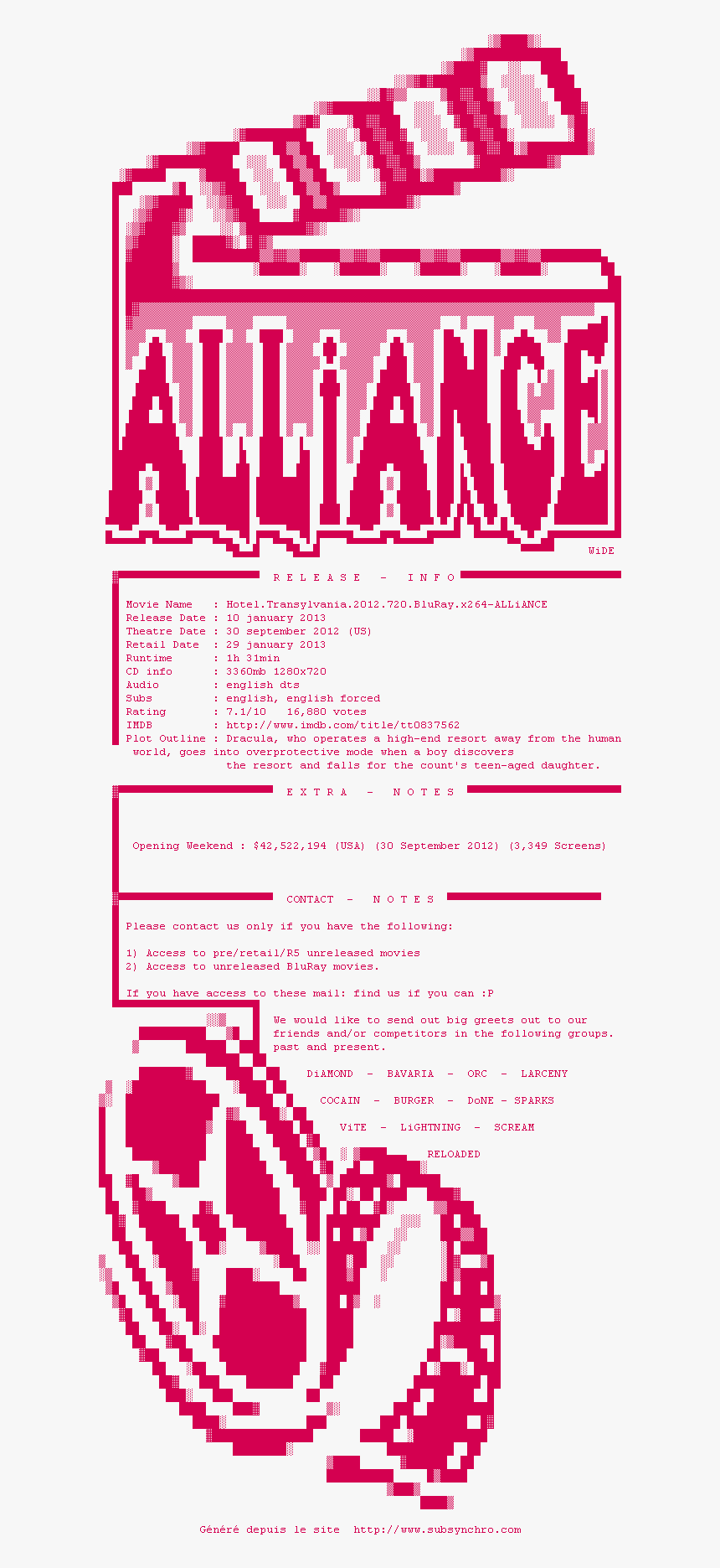 Nfo De La Release Hotel, HD Png Download