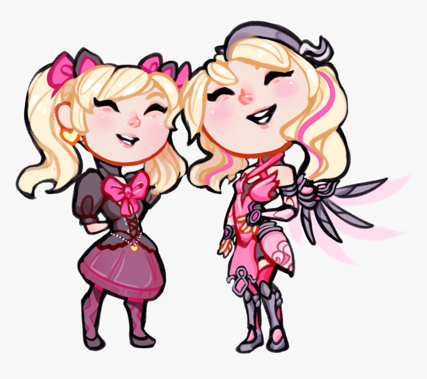 Pink Mercy And Black Cat D Va, HD Png Download