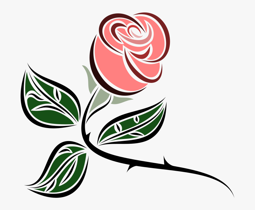 Stylized Rose - Free Clipart Pink Rose, HD Png Download