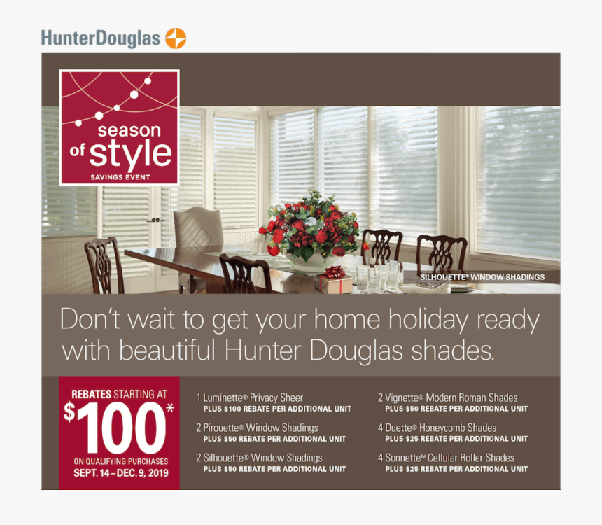 Q4 Season Of Style Savings Event 1022 - Hunter Douglas Season Of Style 2019, HD Png Download