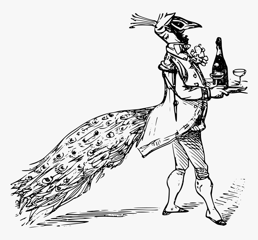 Clipart Of Peacock Head Black And White, HD Png Download