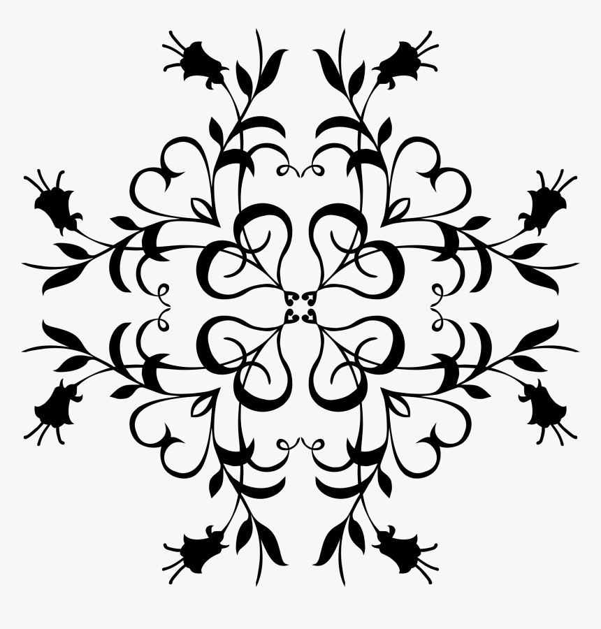 Line Art Clipart Floral - Black And White Clipart Design, HD Png Download