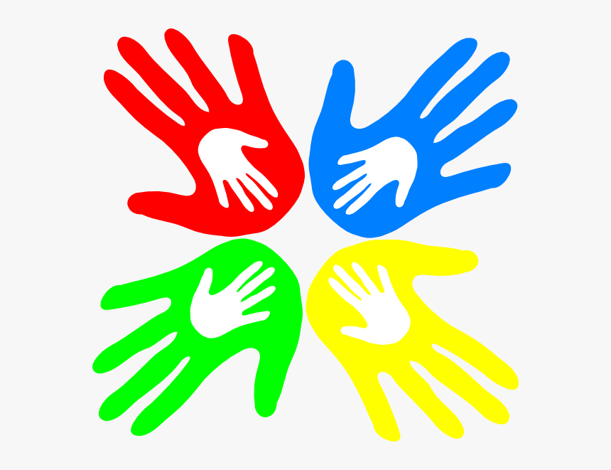 Four Colored Hands 45 Degree Svg Clip Arts, HD Png Download