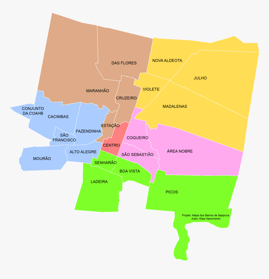 Mapa Dos Bairros De Itapipoca - Mapa Da Serra Es Bairros, HD Png Download