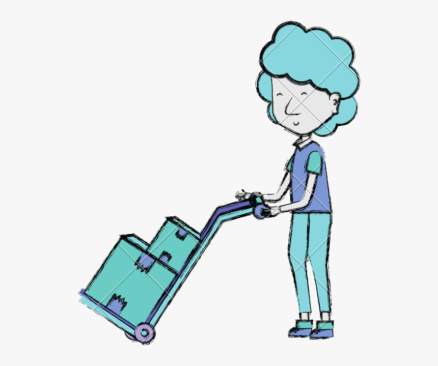 Delivery Man With Packages Sketch Clipart , Png Download - Cartoon, Transparent Png