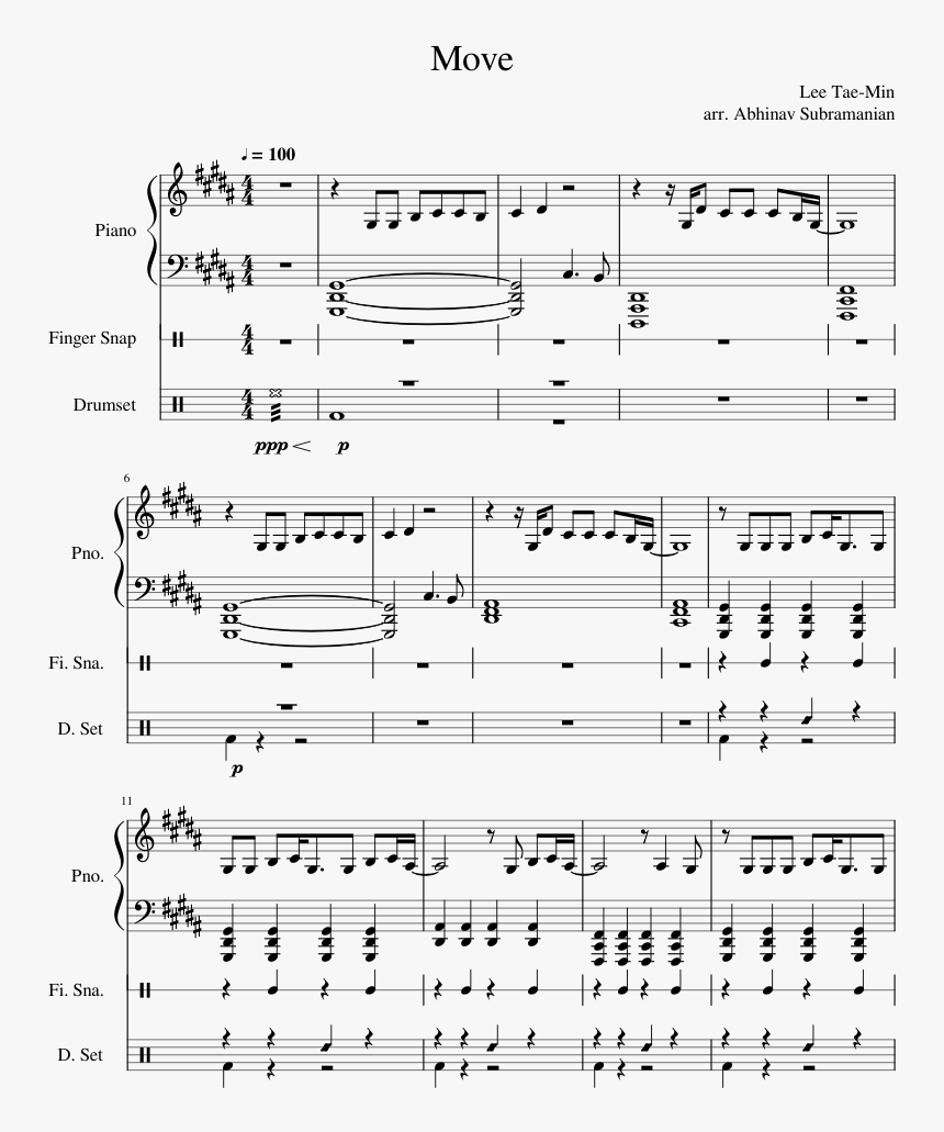Move Taemin Piano Sheet Music, HD Png Download