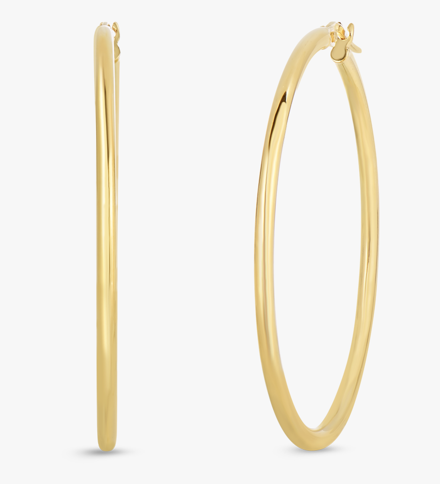Roberto Coin 18k Gold Medium Round Hoop Earrings - Round Earrings Png, Transparent Png