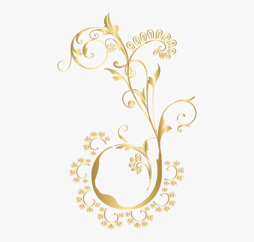 Free Png Download Gold Floral Element Clipart Png Photo - Gold Floral Design Png, Transparent Png