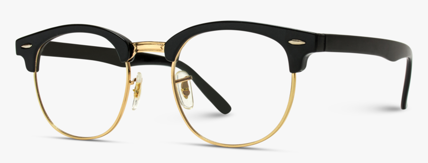Gray Retro Half Frame Semi Rimless Gold Rimmed Glasses - Optometry, HD Png Download