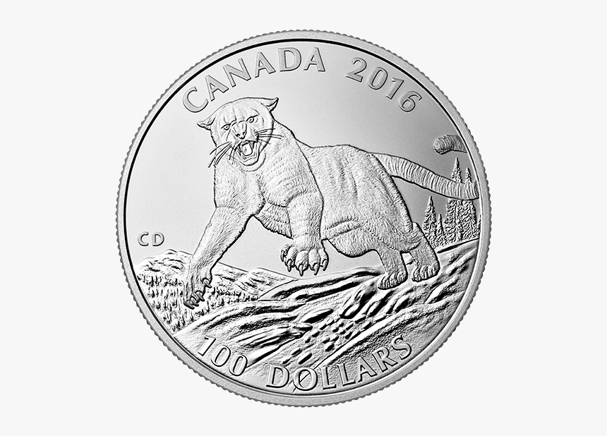 100 Silver Canadian Coin Cougar, HD Png Download