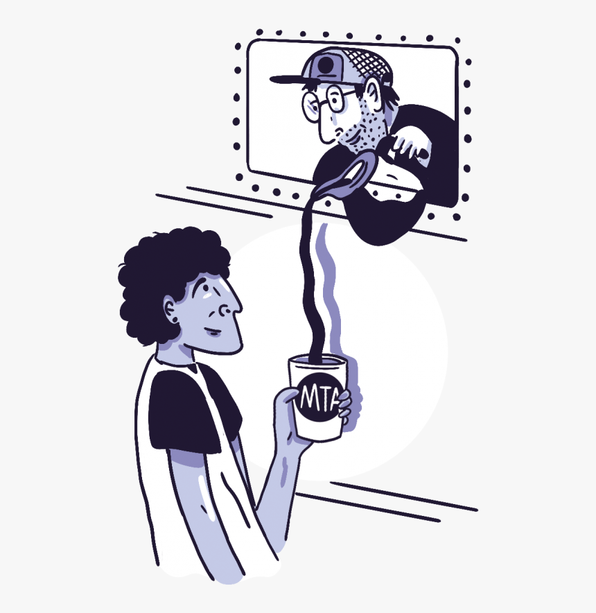 An Illustration Of A Subway Conductor Pouring Coffee - Cartoon, HD Png Download