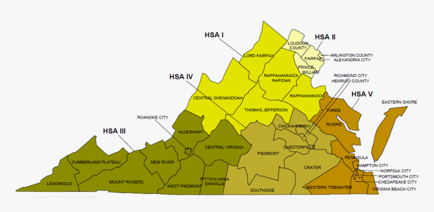 The Boundaries Of The Five Health Service Areas Defined - Virginia Arrowheads, HD Png Download