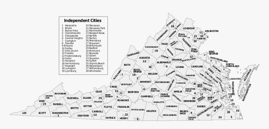 Transparent Virginia Outline Png - Map Of Virginia 2018, Png Download