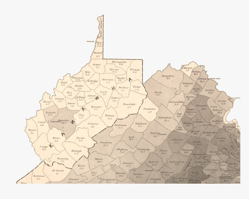 The Percentage Of Population Held In Slavery Was Lower - Virginia Pre Civil War, HD Png Download