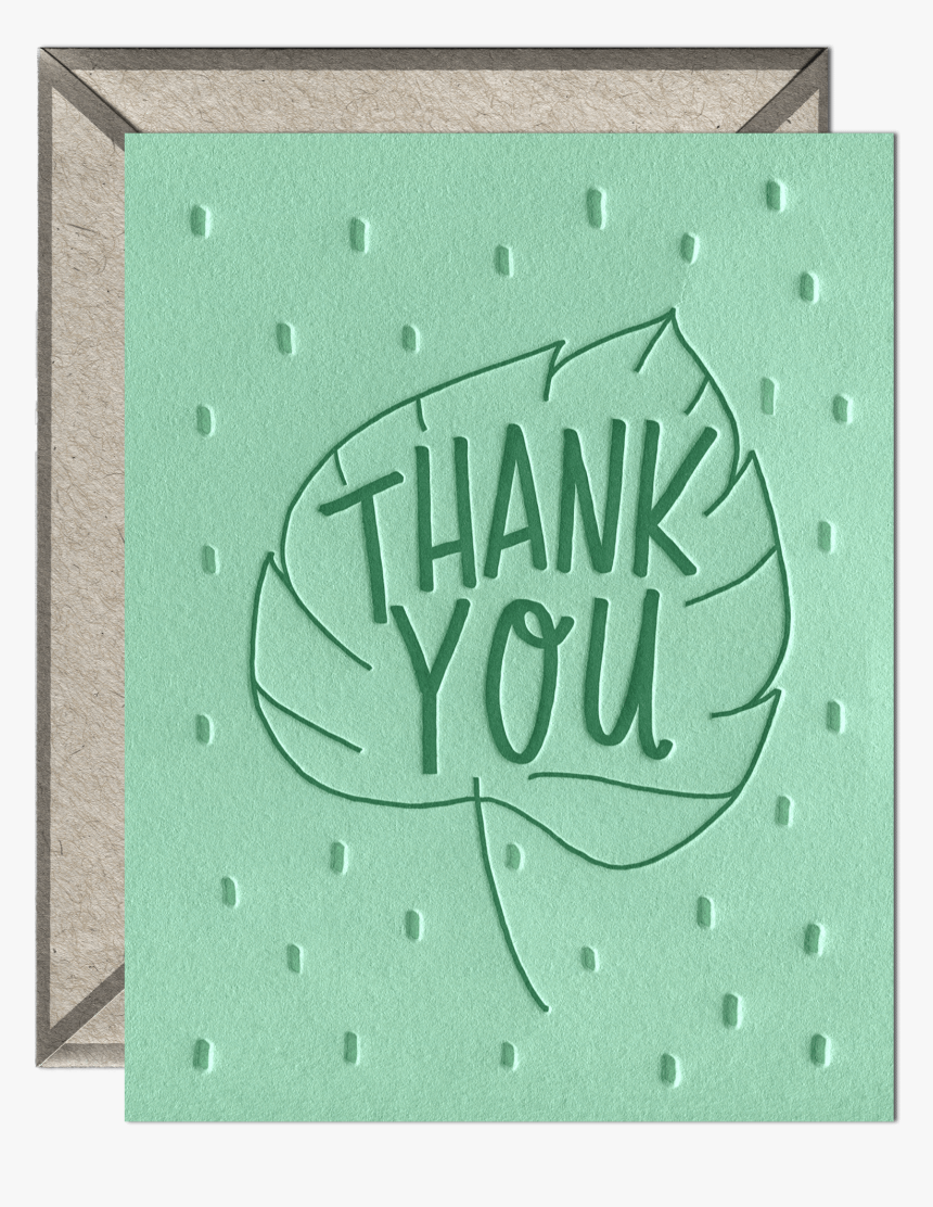 Leaf Thank You Letterpress Greeting Card With Envelope - Calligraphy, HD Png Download