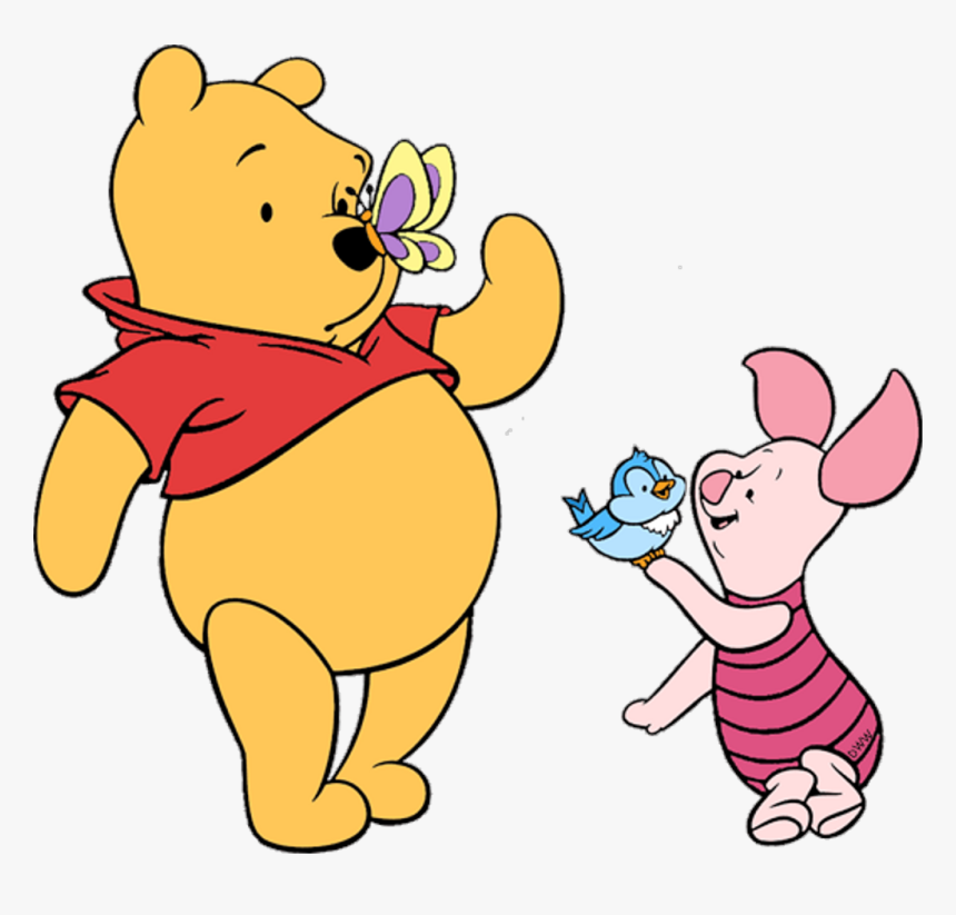 Winnie The Pooh With Butterflies Clipart , Png Download, Transparent Png