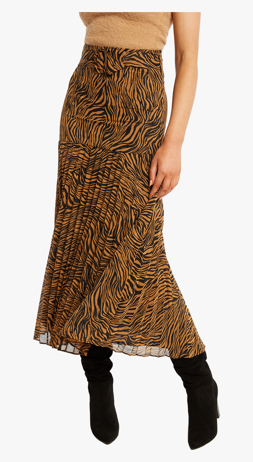 Printed Pleat Skirt In Colour Tapioca - Bardot Pleated Skirt Zebra, HD Png Download