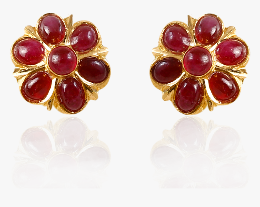 Blooming Ruby Flower Earrings - Earrings, HD Png Download