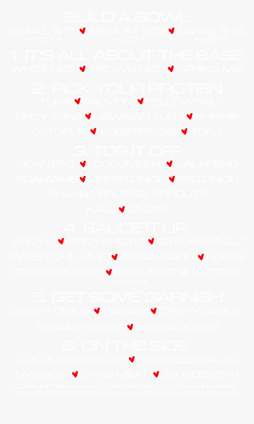 Koi Poke Bowl Menu Disclaimer Website , Png Download - Koi Poke, Transparent Png