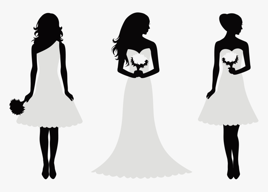 Decorative Silhouette Bride And Bridesmaids Png Download - Bride And Bridesmaid Silhouette, Transparent Png