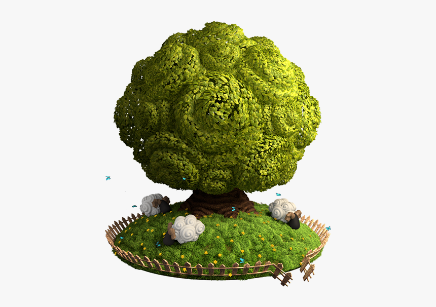 Green 3d Tree - Desenho De Árvores Com Ovelhas, HD Png Download
