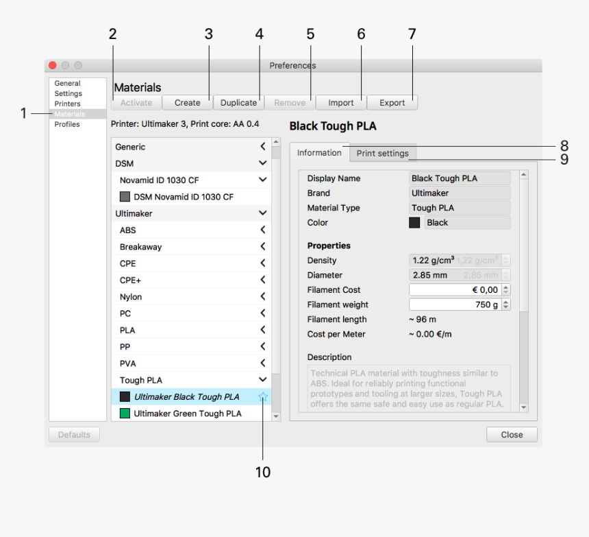 Materialmanager Data-viewer - Ultimaker Settings For Pla, HD Png Download