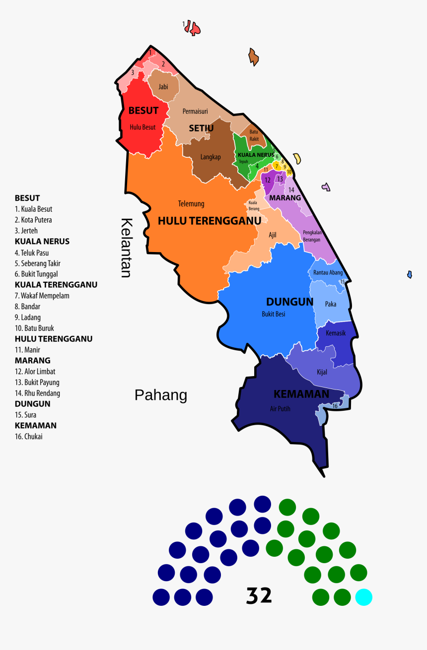 Terengganu State Legislative Assembly Constituencies - Terengganu Map, HD Png Download