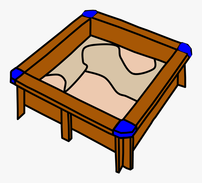 Sandbox, Square, Blue Seats, Brown Wood, HD Png Download