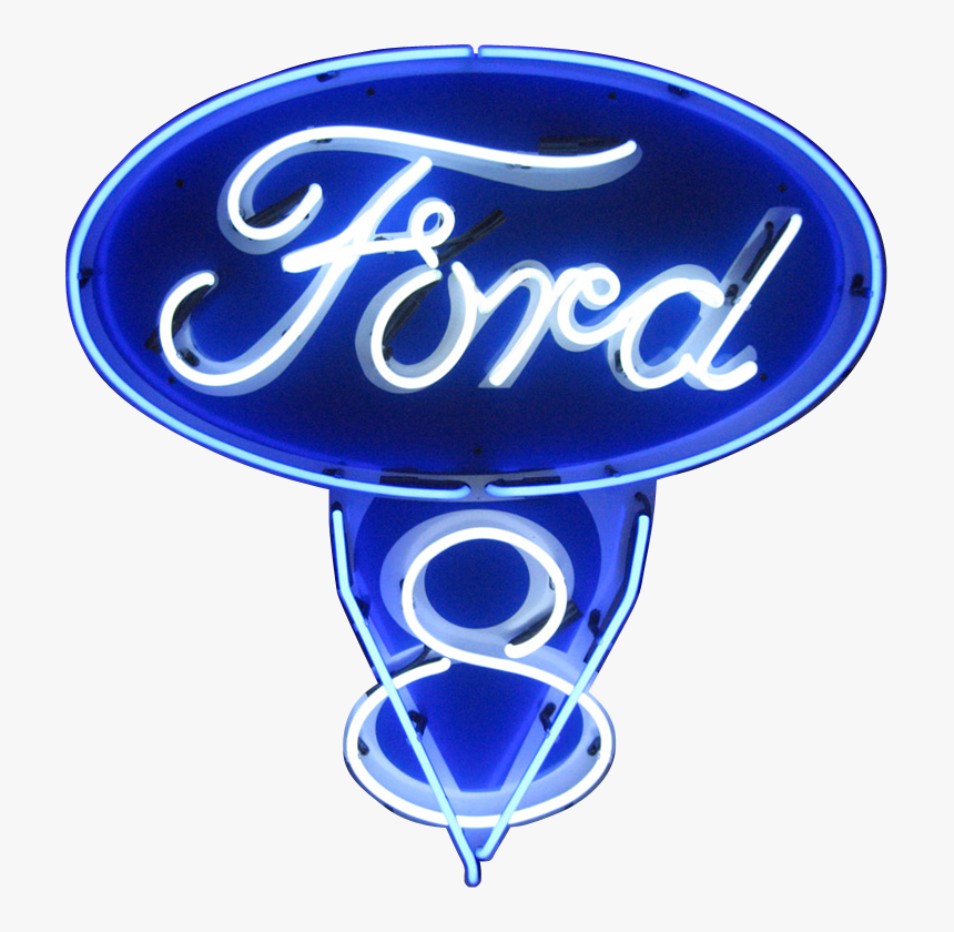 Ford V8 Neon Sign - Ford V8 Logo Png, Transparent Png