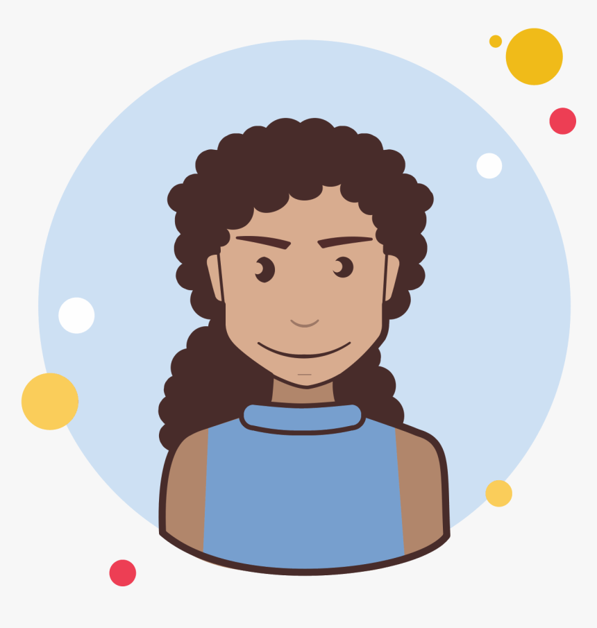 Clip Art Brown Long Lady Icon - Curly Hair Teen Clipart, HD Png Download