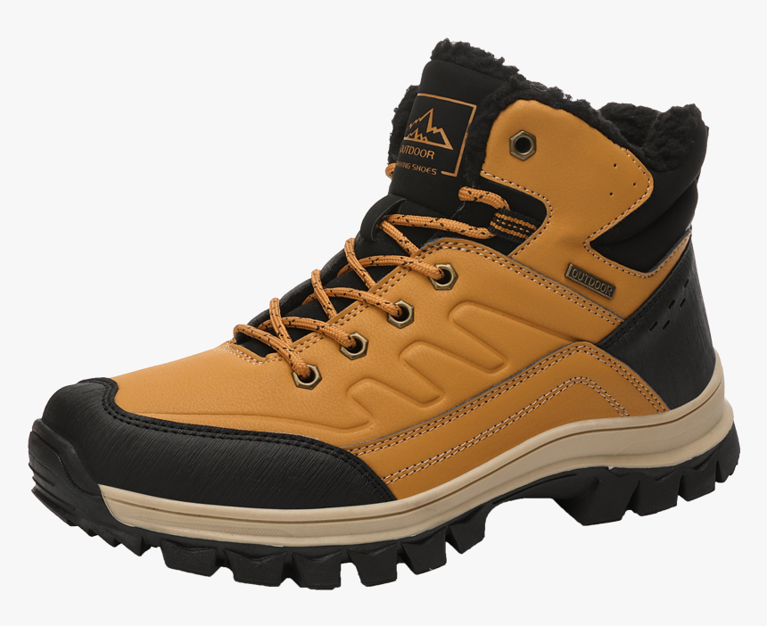 Men Outdoor Warm Lining Lace Up Slip Resistant Hiking - Shoe, HD Png Download