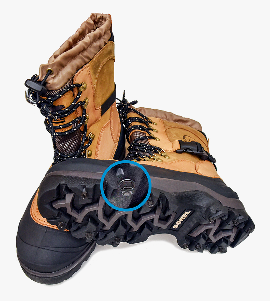 Icespikes Installed On Work Boots For Traction - Ice Spikes For Boots, HD Png Download