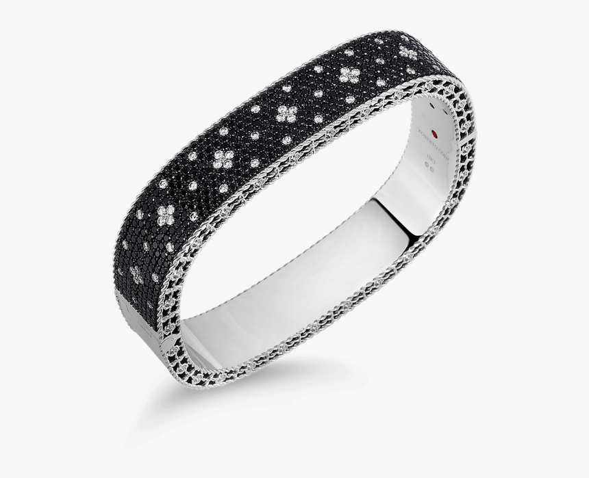 Roberto Coin Medium Bangle With Black And White Fleur - Bangle, HD Png Download