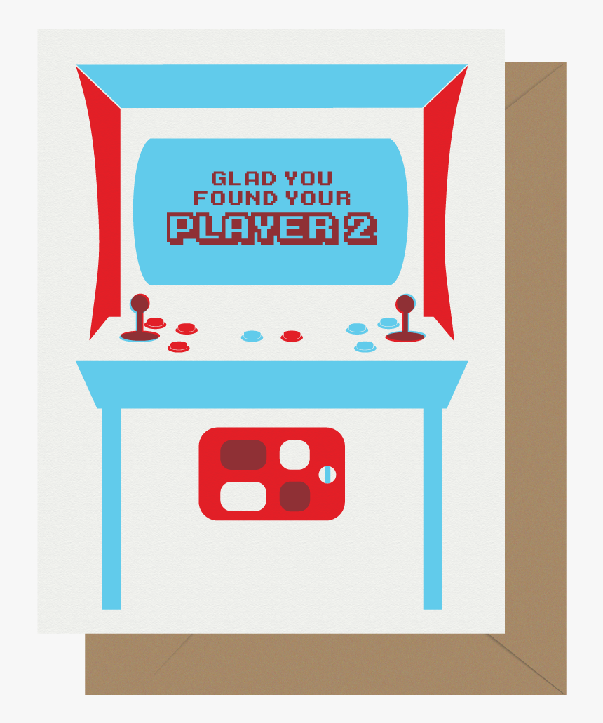 Player 2 Arcade Game Letterpress Greeting Card - Graphics, HD Png Download