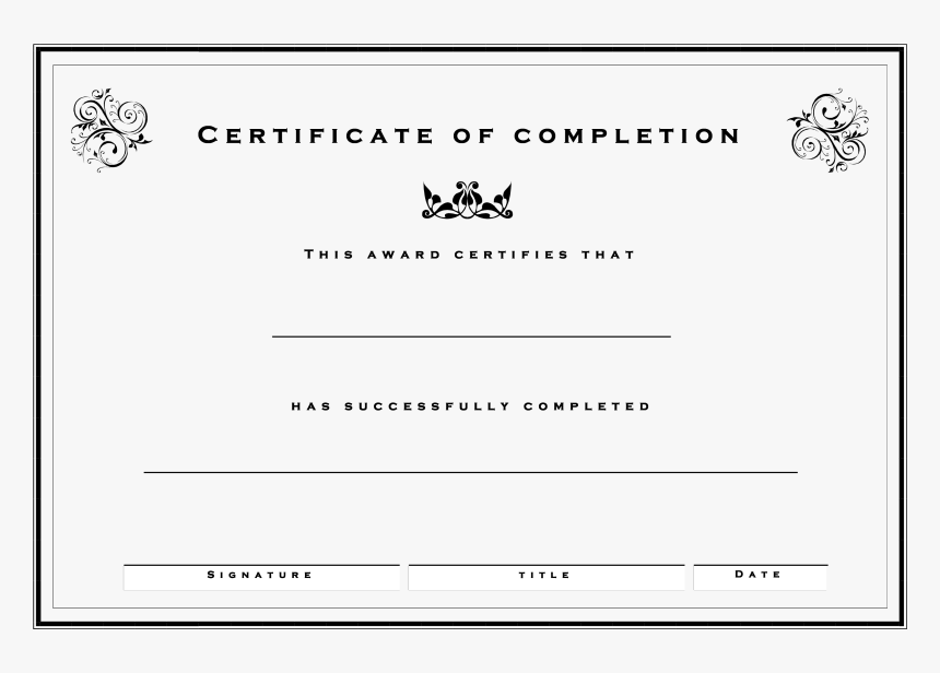 Formal Certificate Of Completion Template Certificate Of Completion