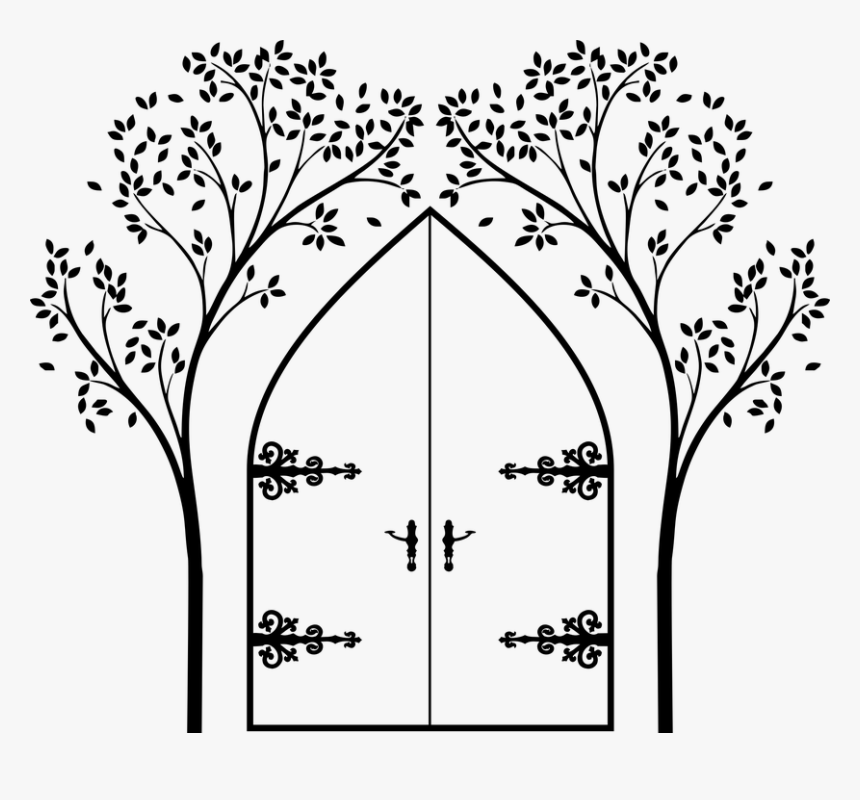 Faerie, Door, Tree, Design, Architecture, Old - Gold Tree Wall Stickers, HD Png Download