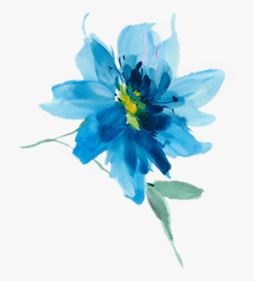 Watercolor Blueflower Sticker By Janet Murphy - Flores Azules Png, Transparent Png