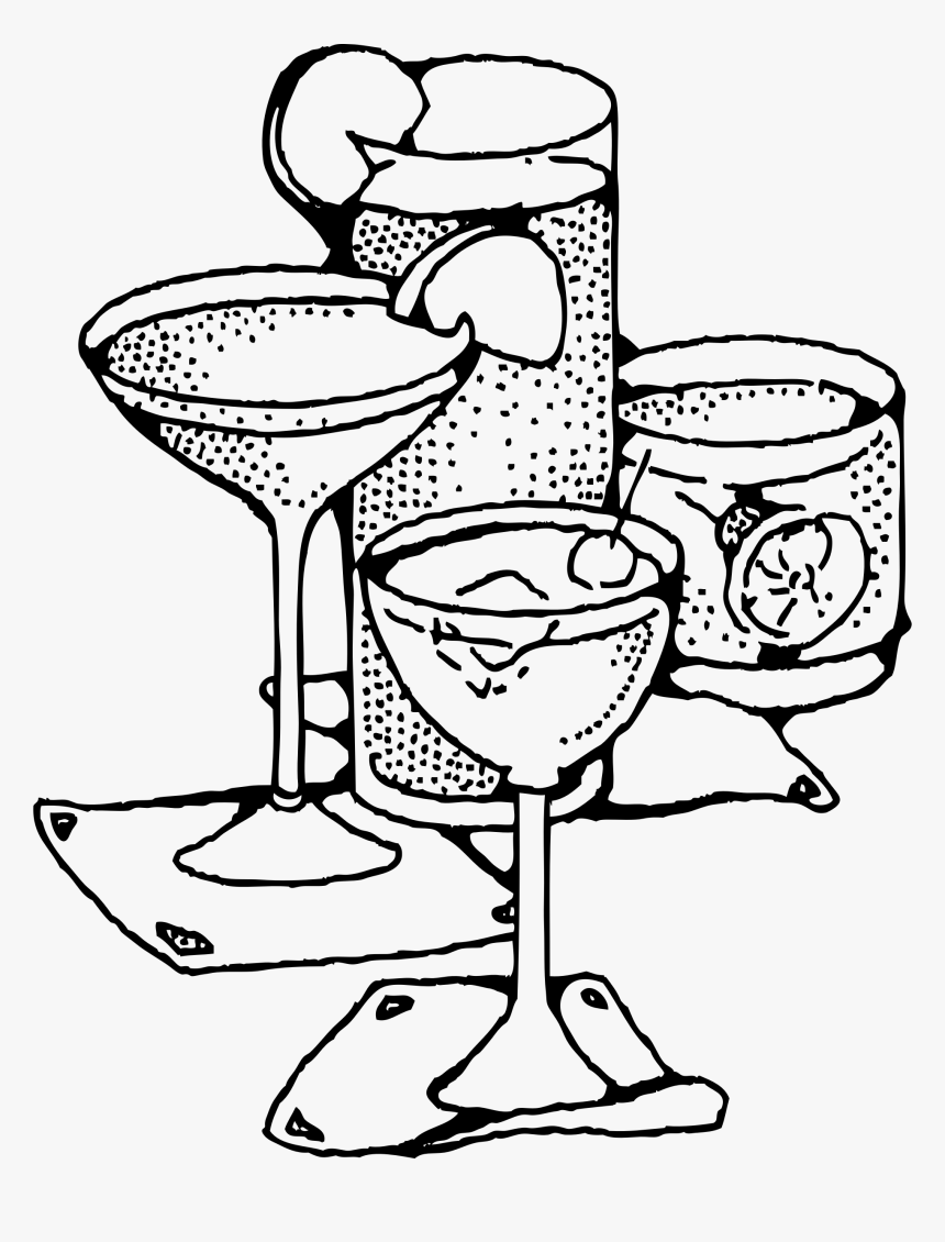 Bar Drinks Clip Arts - Drinks Clipart Black And White, HD Png Download