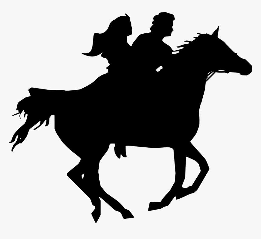 Silhouette Horse Riders Horses Free Photo - Couple On Horseback Silhouette, HD Png Download