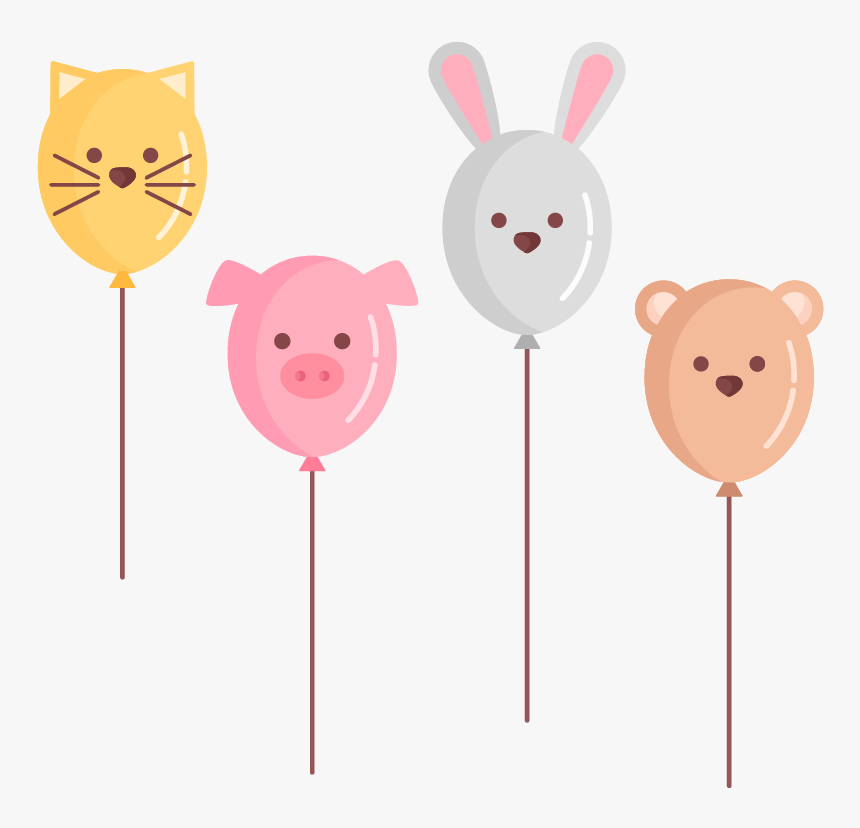 #balloon #animal #cat #rabbit #pig #bear #cute #cuteanimal - Cartoon, HD Png Download