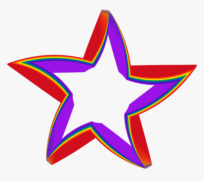 Colorful, Prismatic, Chromatic, Rainbow, Star, Shape - Rainbow Star Clip Art, HD Png Download
