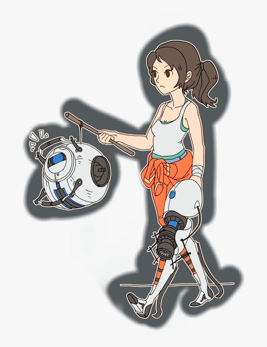 #portal #portal2 #wheatley #shelly - Cartoon, HD Png Download