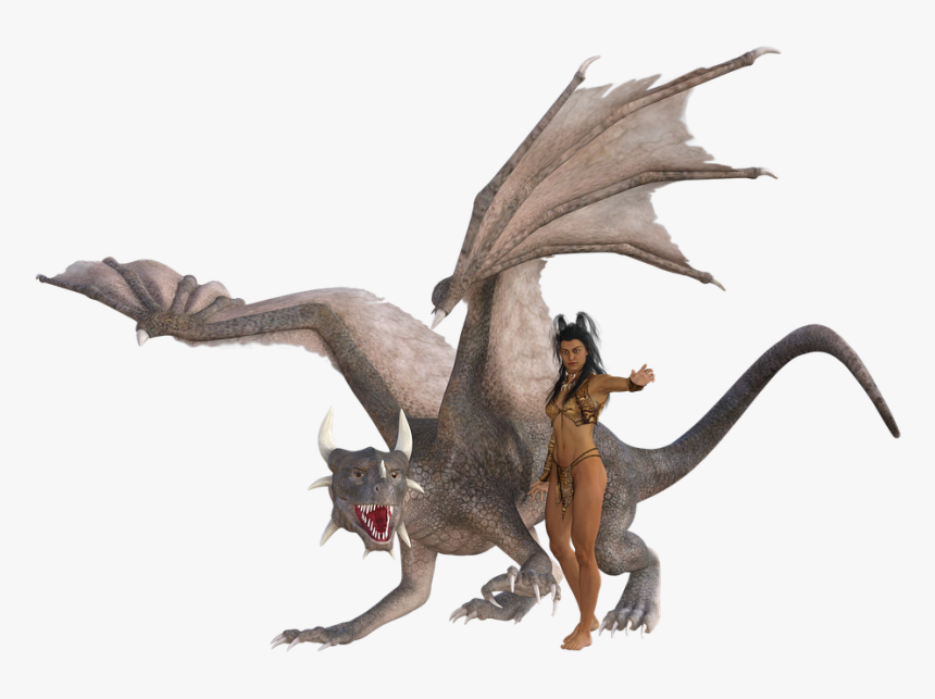 Woman, Dragon, Mystical, Digital Art, Fantasy, Isolated - Female Character Warrior Transparent Fantasy Art, HD Png Download