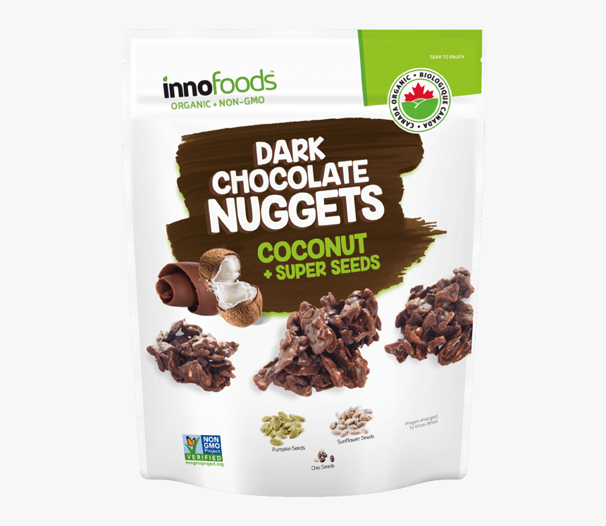 Innofoods Organic Dark Chocolate Nuggets With Coconut, HD Png Download