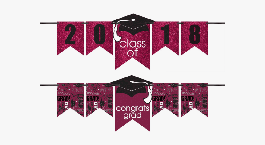 Congrats Grad Customizable Berry Glitter Banner Kit - Congrats Grad Glitter Graduation Year Banner Kit, HD Png Download