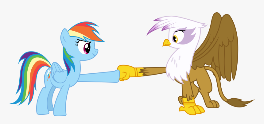 Rainbow Dash And Gilda Doing A Hoof Fist Bump By Tomfraggle - Mlp Rainbow Dash Hoof Bump, HD Png Download