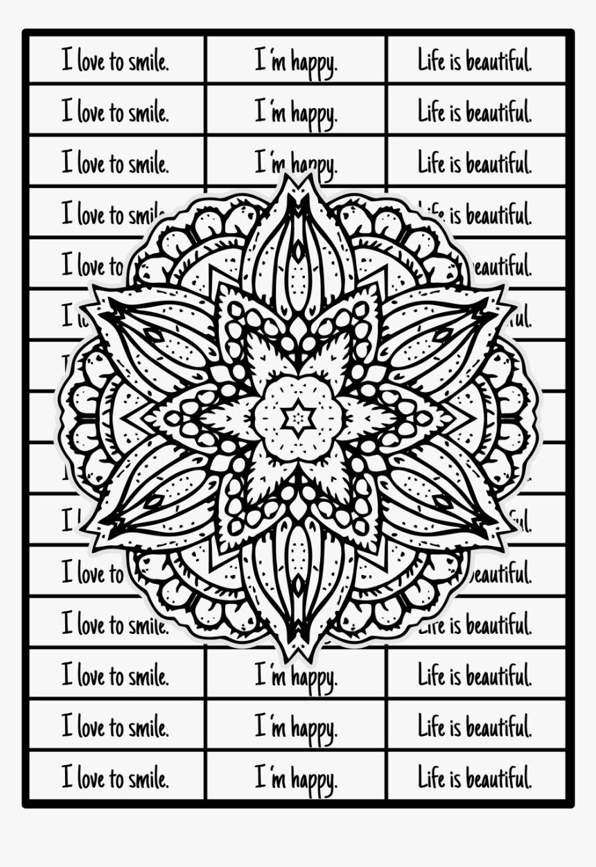 Mandala I Love To Smile I Am Happy Life Is Beautiful - Circle, HD Png Download