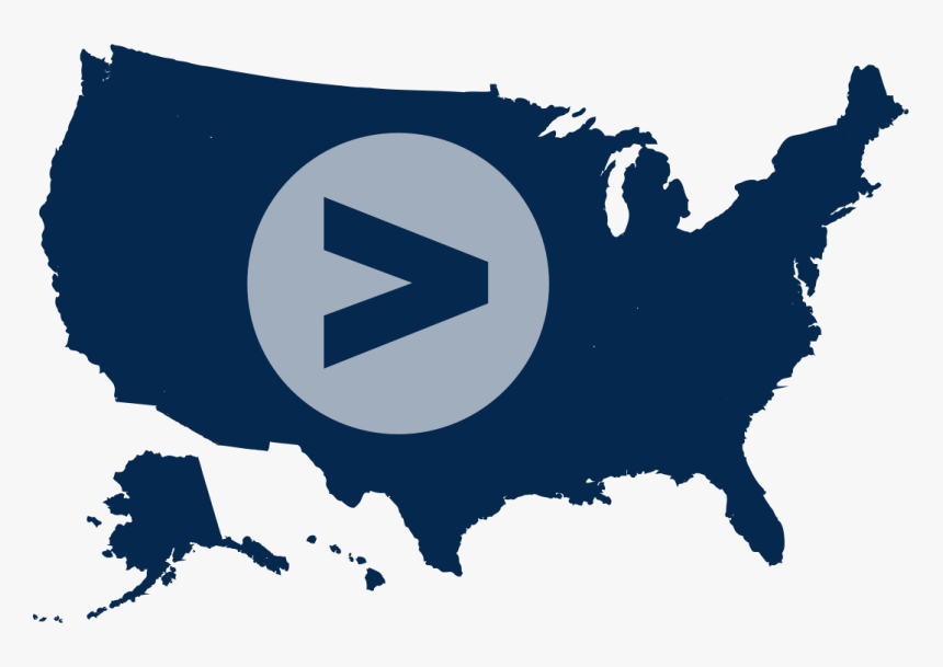 Greater Than Symbol On Navy Blue Map Of The U - Ellsworth On A Map, HD Png Download